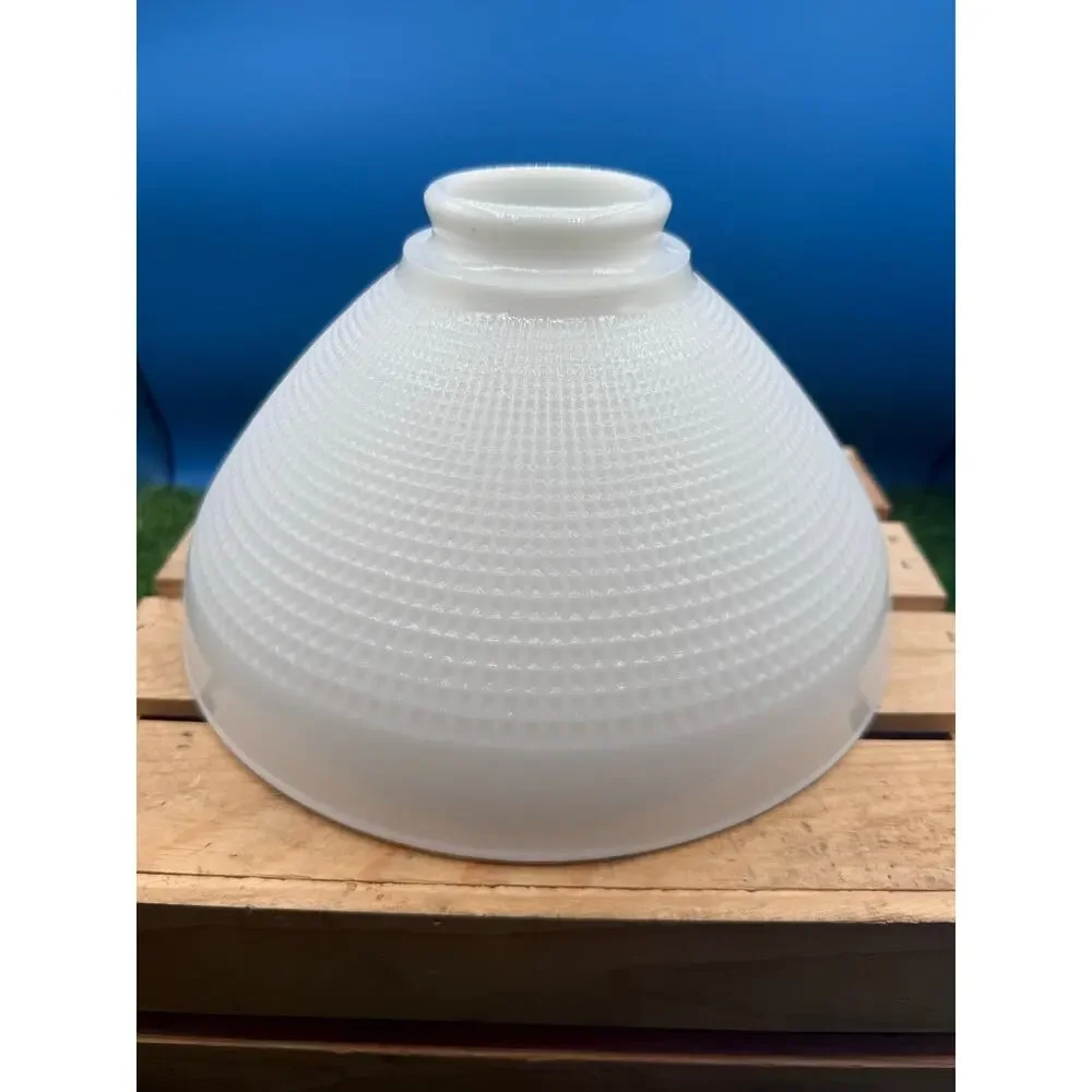 Vintage Corning White Milk Glass Lamp Shade - No. 824100 - Waffle Textured